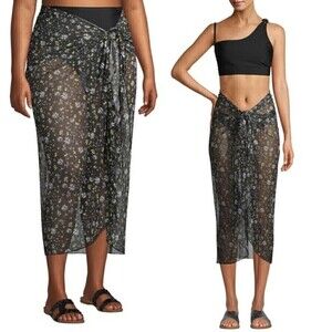 New! Ditsy Floral Mesh Wrap Sarong Swim Coverup